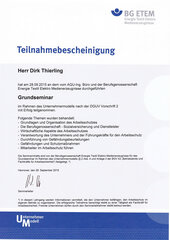Grundseminar im Rahmen des Unternehmermodells nach der DGUV Vorschrift 2