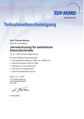 Jahresschulung für betriebliche Elektrofachkräfte